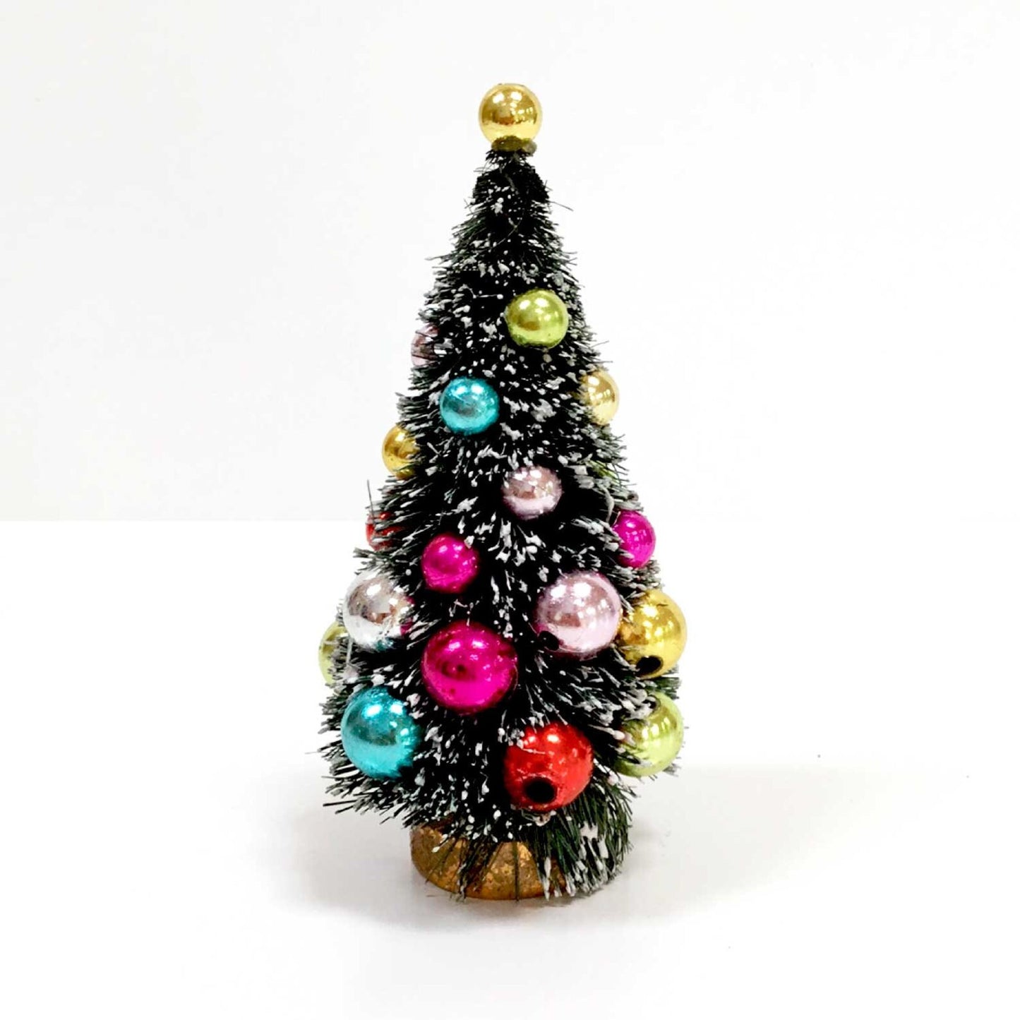 Mini Bottlebrush Trees with Baubles Set of 4