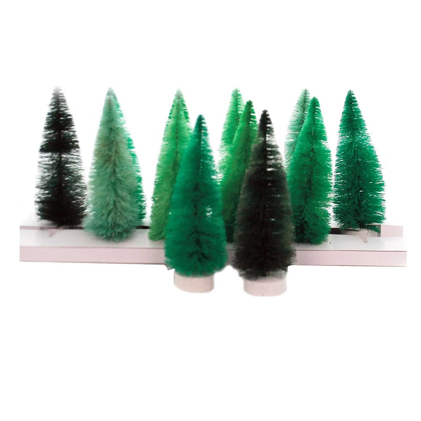 Green Hue Bottlebrush Trees Set of 12