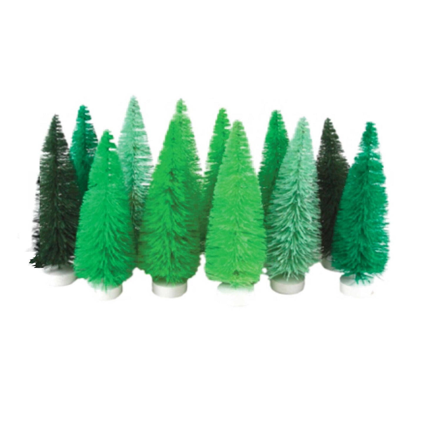 Green Hue Bottlebrush Trees Set of 12