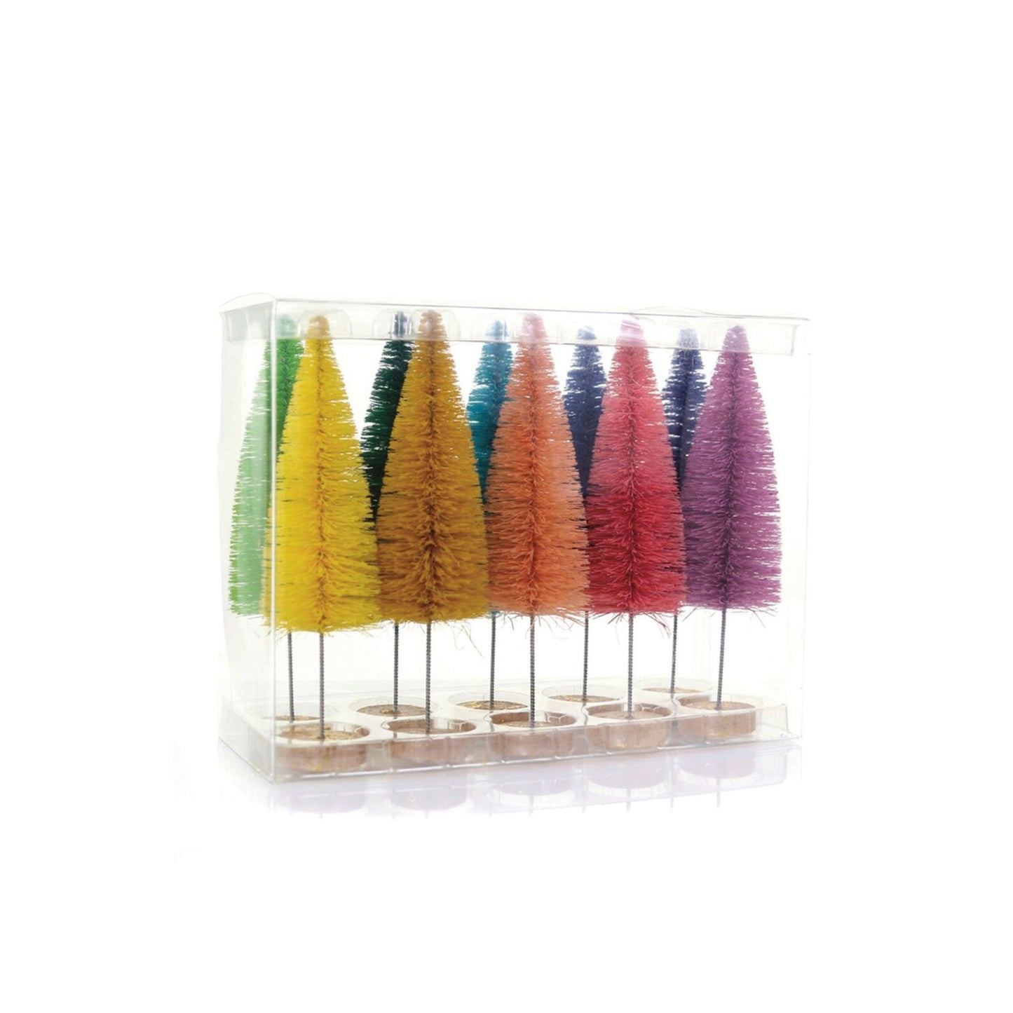 Multicolor Long-Stem Bottlebrush Trees Set of 10