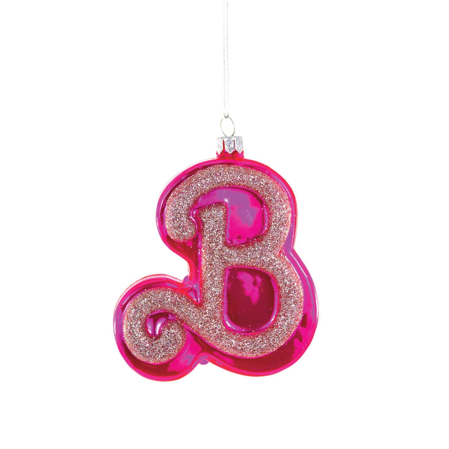 Pink B Glass Ornament