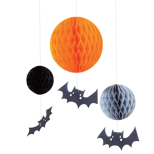 Halloween Honeycomb & Bat Décor