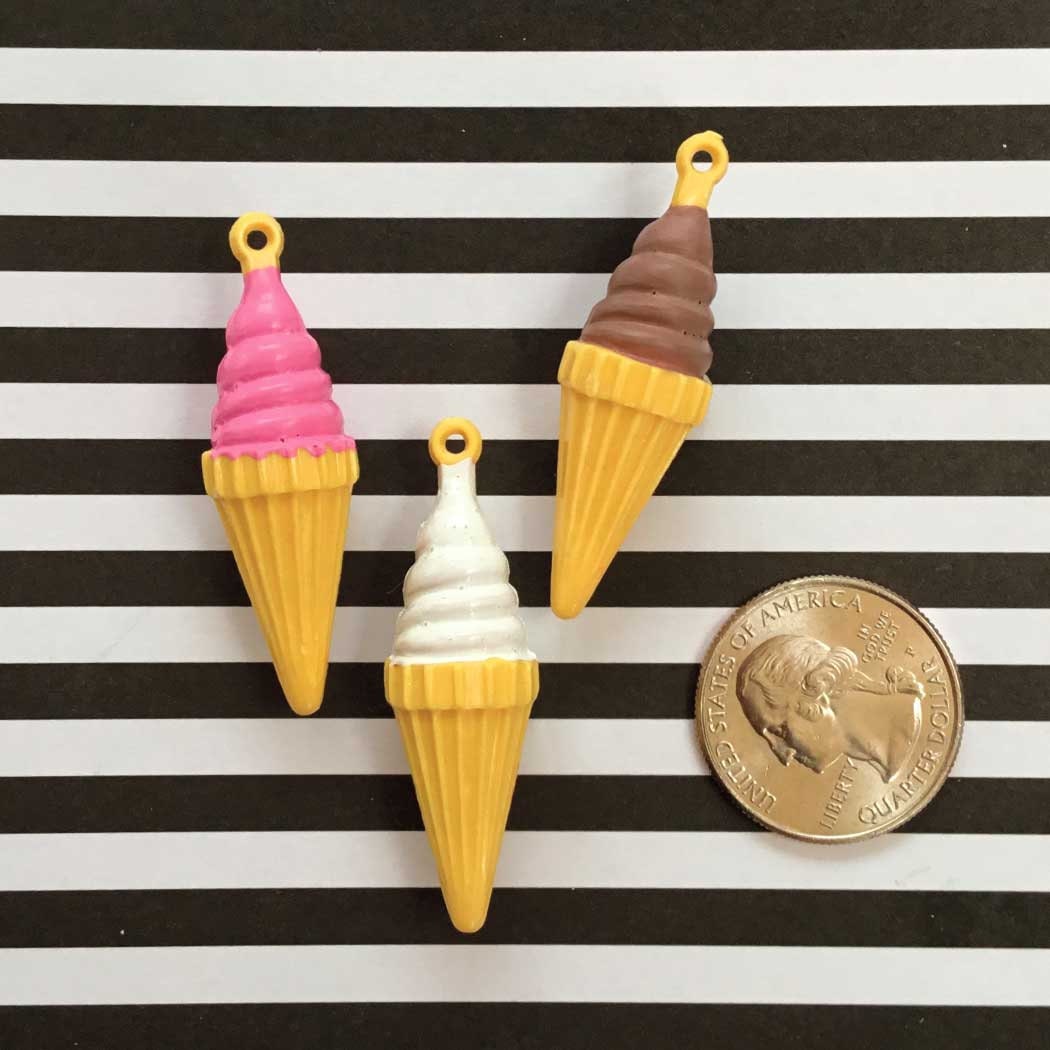 Chocolate Ice Cream Cone Charms (6)