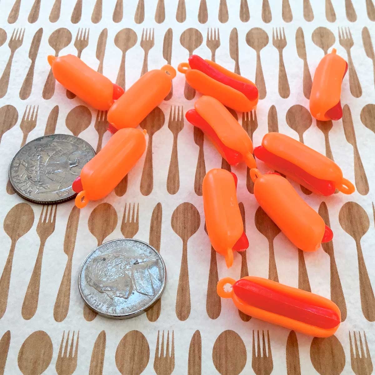 plastic hot dog charms