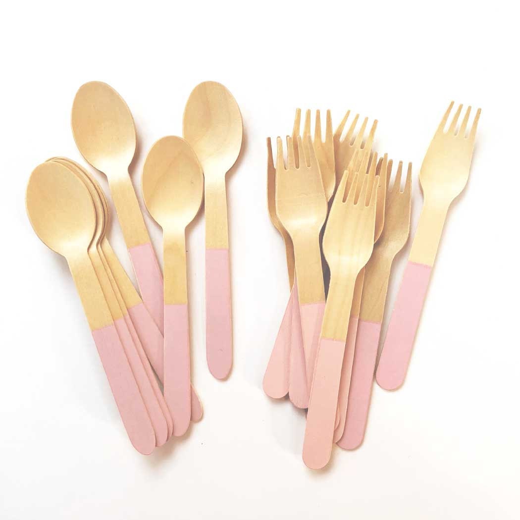 Lavender Wooden Utensils Cutlery Set