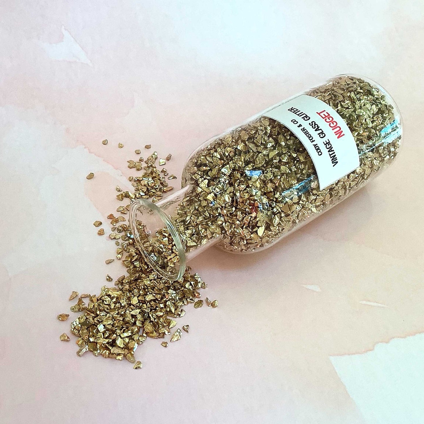 Gold Glass Glitter Nuggets for Crafting - Decor - Packaging