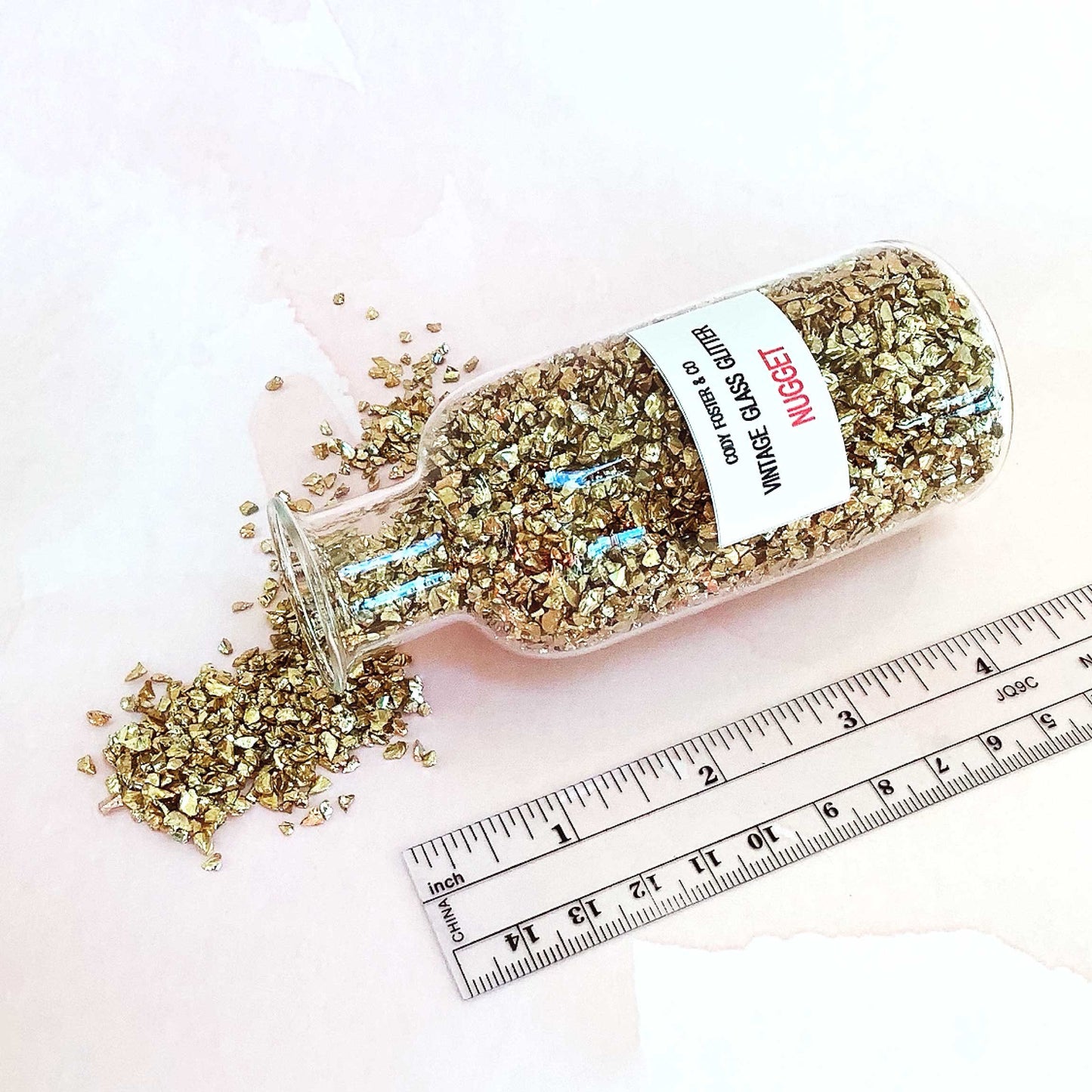 Gold Glass Glitter Nuggets for Crafting - Decor - Packaging