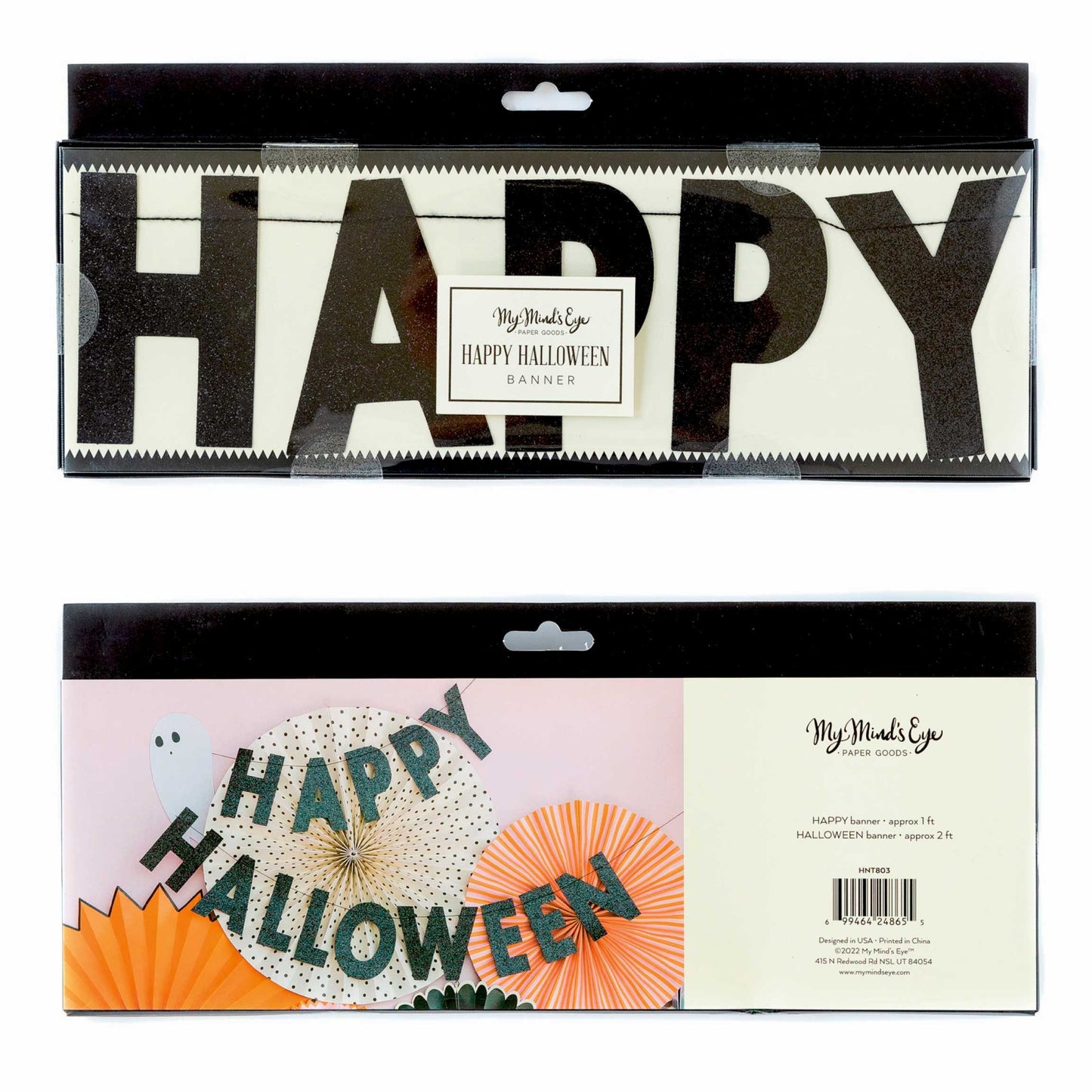 Happy Halloween Black Glitter Banner