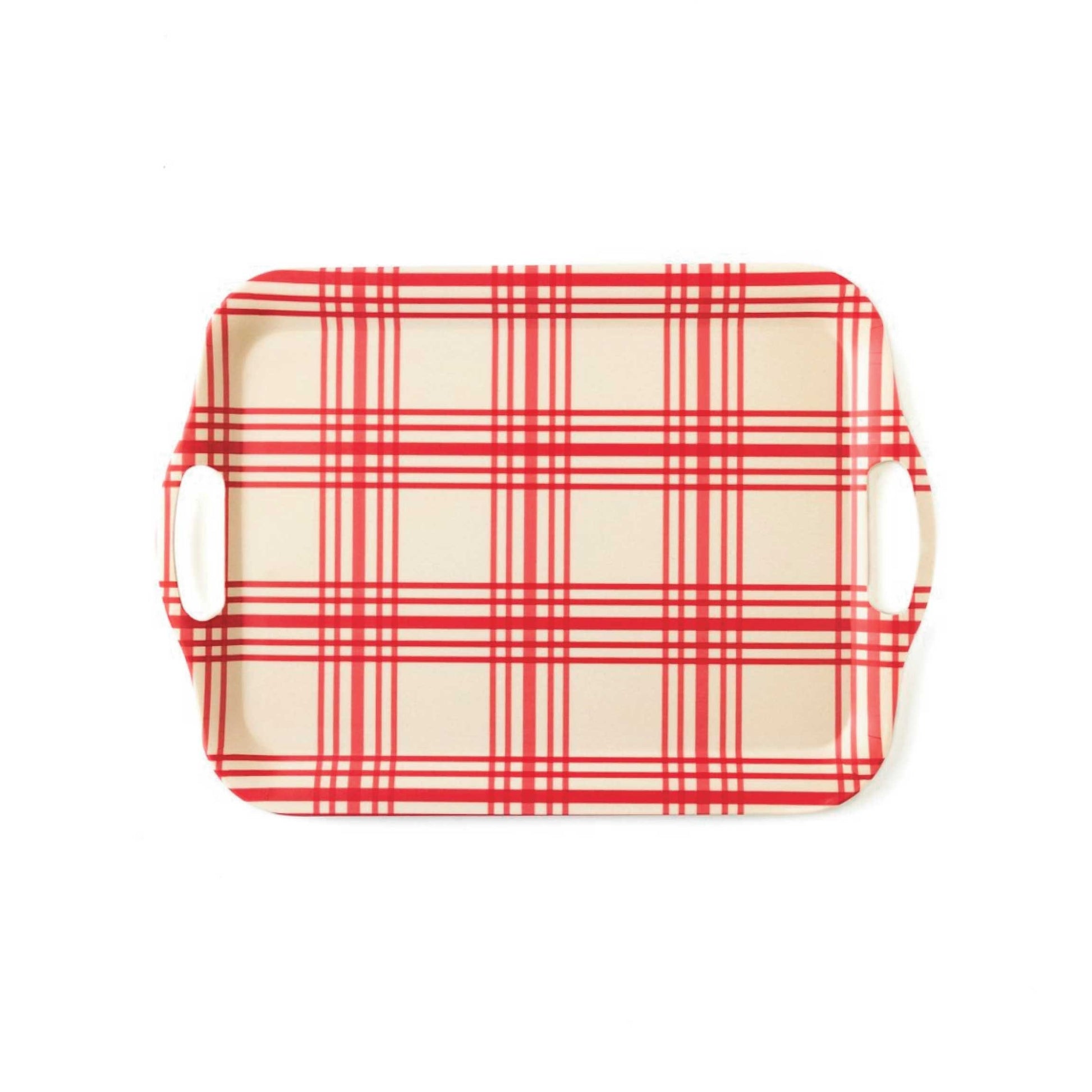 Red Plaid Bamboo Platter