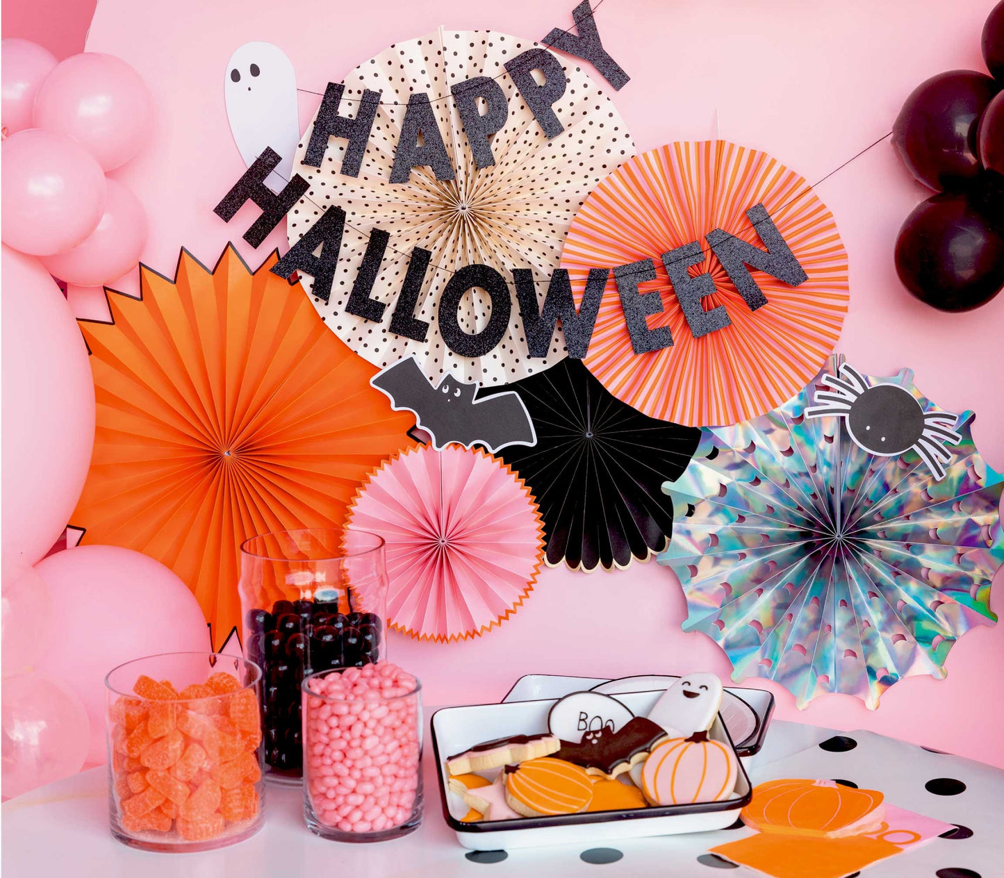 Happy Halloween Black Glitter Banner