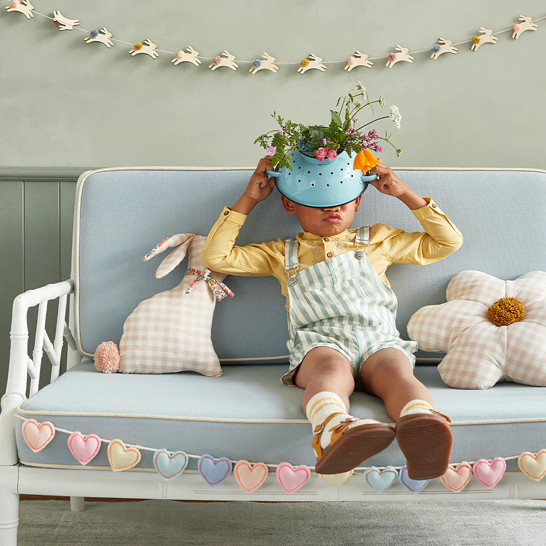 pastel heart garland in home